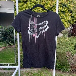 Fox Racing Black Short-Sleeve Tee with Pink and Gray Graphic